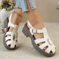 thumbnail image 3 of Gladiator Fisherman Sandals for Women Platform Lug Sole Hollow out Beach Shoes Closed Toe Glitter Rhinestone Buckle Ankle Strap Summer Dress Shoes White Size 7, 3 of 7