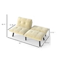 thumbnail image 2 of CARZZI LIFE 63” Cream Futon Sofa Bed, Convertible Sleeper Sofa with Adjustable Backrest, Velvet Fabric Fold Out Couch with Metal Frame for Living Room, Small Spaces, Bedroom, Apartment, Office, 2 of 7