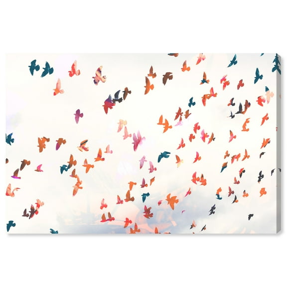 Wynwood Studio 'Birds in the Fall' Animals Wall Art Canvas Print - White, Orange, 36" x 24"