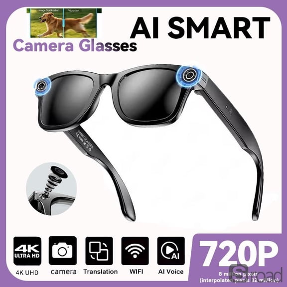 AI Smart Glasses With Camera, Hands-Free Video Recording, Real-Time 100 Language Translation, Bluetooth Calls & Music, Titanium Frame For Outdoor Travel Sports