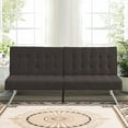 thumbnail image 2 of Aukfa Linen Futon Convertible Sofa for Home Office, Split Back, Space Save, Espresso, 2 of 10