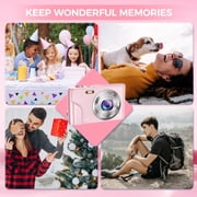 Autofocus 16X Zoom 48MP Point and Shoot Digital Camera with 32GB TF Card, 2 Batteries, Pink