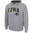 thumbnail image 2 of Men's Colosseum Heathered Gray Iowa Hawkeyes Arch & Logo 3.0 Full-Zip Hoodie, 2 of 3