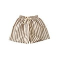 thumbnail image 2 of Wuxian Toddler Kids Baby Boys Shorts Casual Classic Striped Short Joggers Elastic Waist Summer Wide Leg Fashionable Lightweight Breathable Cozy Bottoms Clothes Stylish Dailywear,Khaki,3-4 Years, 2 of 3
