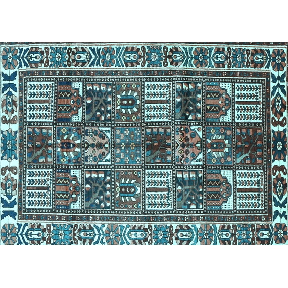 Ahgly Company Indoor Rectangle Persian Light Blue Traditional Area Rugs, 6' x 9'