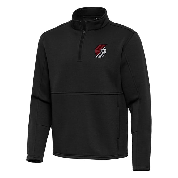 Men's Antigua Black Portland Trail Blazers Twist Quarter-Zip Pullover Top