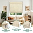 thumbnail image 4 of Allesin zen No Drill Cordless Bamboo Roman Shade, 34.5"W x 64"H, Ivory, 4 of 9