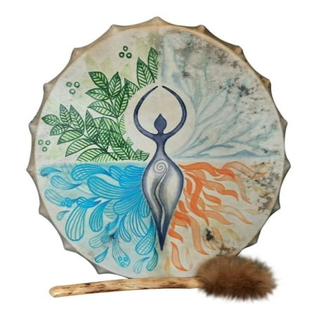 

Shaman Drum 9.8 Inch Handmade Shamanic Drum Siberian Spirit Music Drums Home Ornament with Drum Stick Siberian Shamanic Drum
