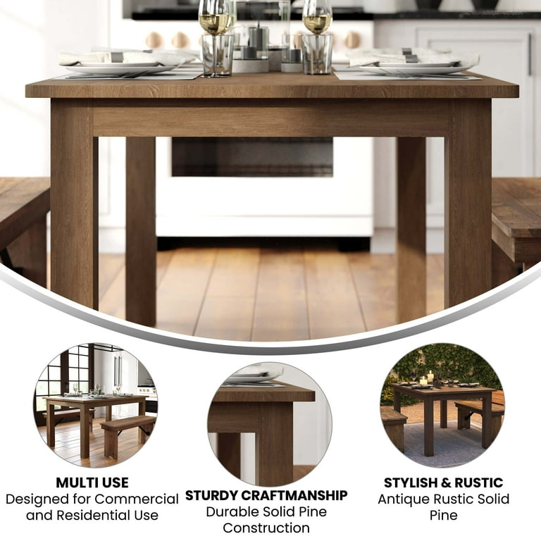 Jessamine Farmhouse Style Kitchen Dining Room Table, 60 Jessamine Farmhouse Style Kitchen Dining Room Table, 60