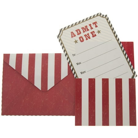 Red and White Admit One Invitations Party Supplies Decoration Special Events 10 Count