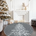 thumbnail image 3 of Lahome Christmas Round Area Rug,3ft Entry Rug Non-Slip Washable Indoor Door Mat for Living Room,Moroccan Holiday Xmas Decor Floor Carpet for Bedroom Kitchen Entryway Bathroom,Grey, 3 of 9