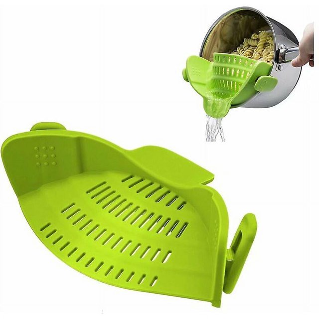 Colador con clip, colador de silicona para alimentos para la mayoría de ollas, sartenes y tazones, colador resistente al calor con 1 clip para pasta, espagueti