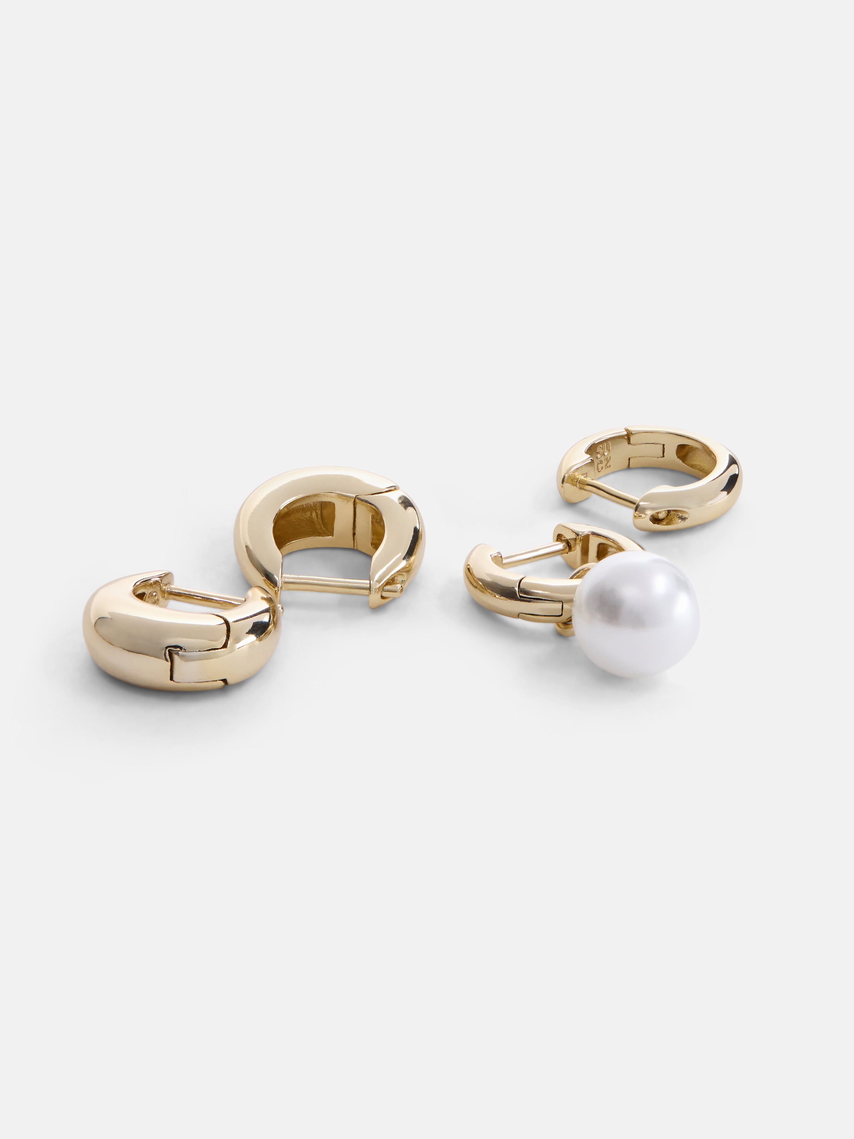 Free Assembly Women's Demi Fine 14K Gold Plated Simulated Pearl and Hoop Earring Set, 2-Pairs