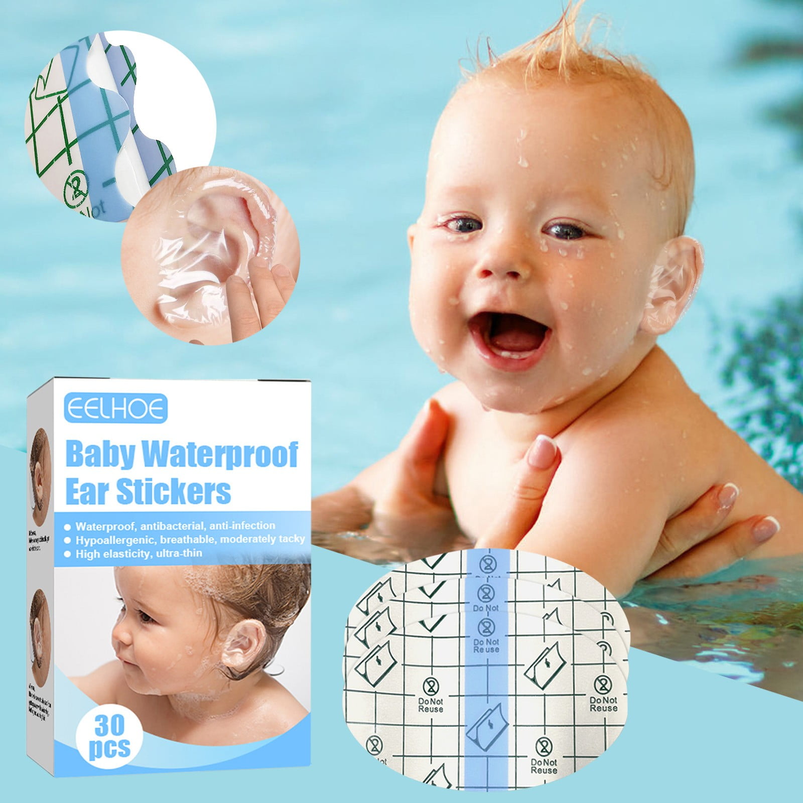 onhuon baby waterproof ear patch baby waterproof ear patch ear protector  swimming bath shampoo 