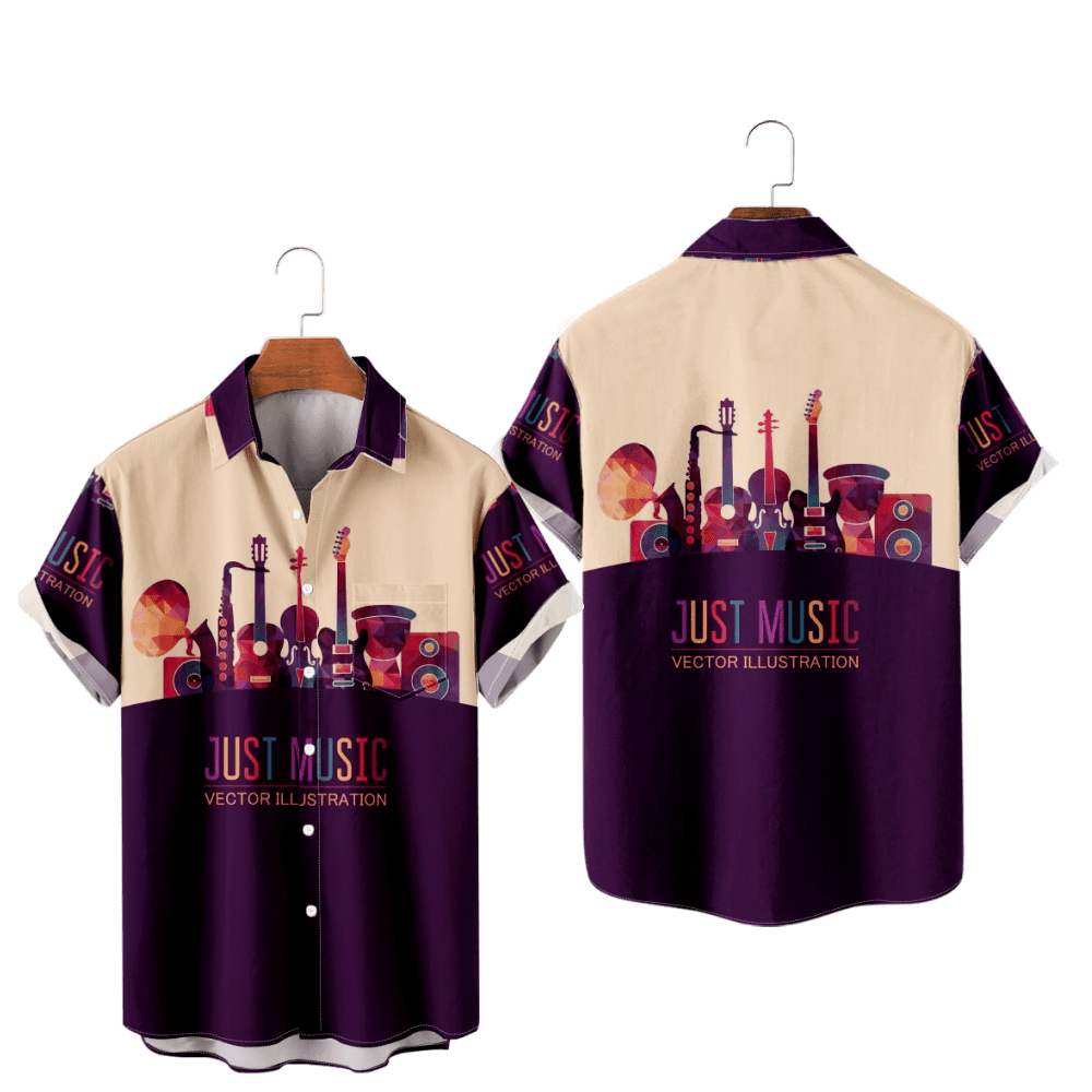 Vintage Bowling Shirts 3D Printing Short Sleeves Hip Hop Short Sleeve