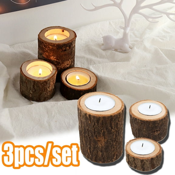 Cheers.US 3Pcs/Set Candle Holders, Personalized Wooden Votive Tealight Holders for Wedding Centerpieces for Table, Halloween |Christmas Party |Valentine's Day |Home Decoration 
