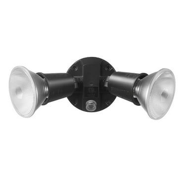Globe Electric Twin Head Black Hardwired Security Floodlight for Two 120W Bulbs (Bulbs Not included)