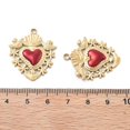 thumbnail image 2 of 3pc 304 Stainless Steel Enamel Pendants Ion Plating(IP) Sacred Heart with Flower Charm Real 18K Gold Plated 29.5x25x3mm Hole: 2.5mm, 2 of 3