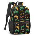 thumbnail image 2 of Game Controller Black Pattern 17" School Backpacks for Teens,Waterproof Oxford Fabric,S-Shape Padded Straps for School,Travel,Hiking,Camping, 2 of 6