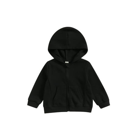 

Canrulo Toddler Baby Boys Girls Hoodie Tops Long Sleeve Hooded Zip-up Solid Sweatshirt Jacket Black 4-5 Years