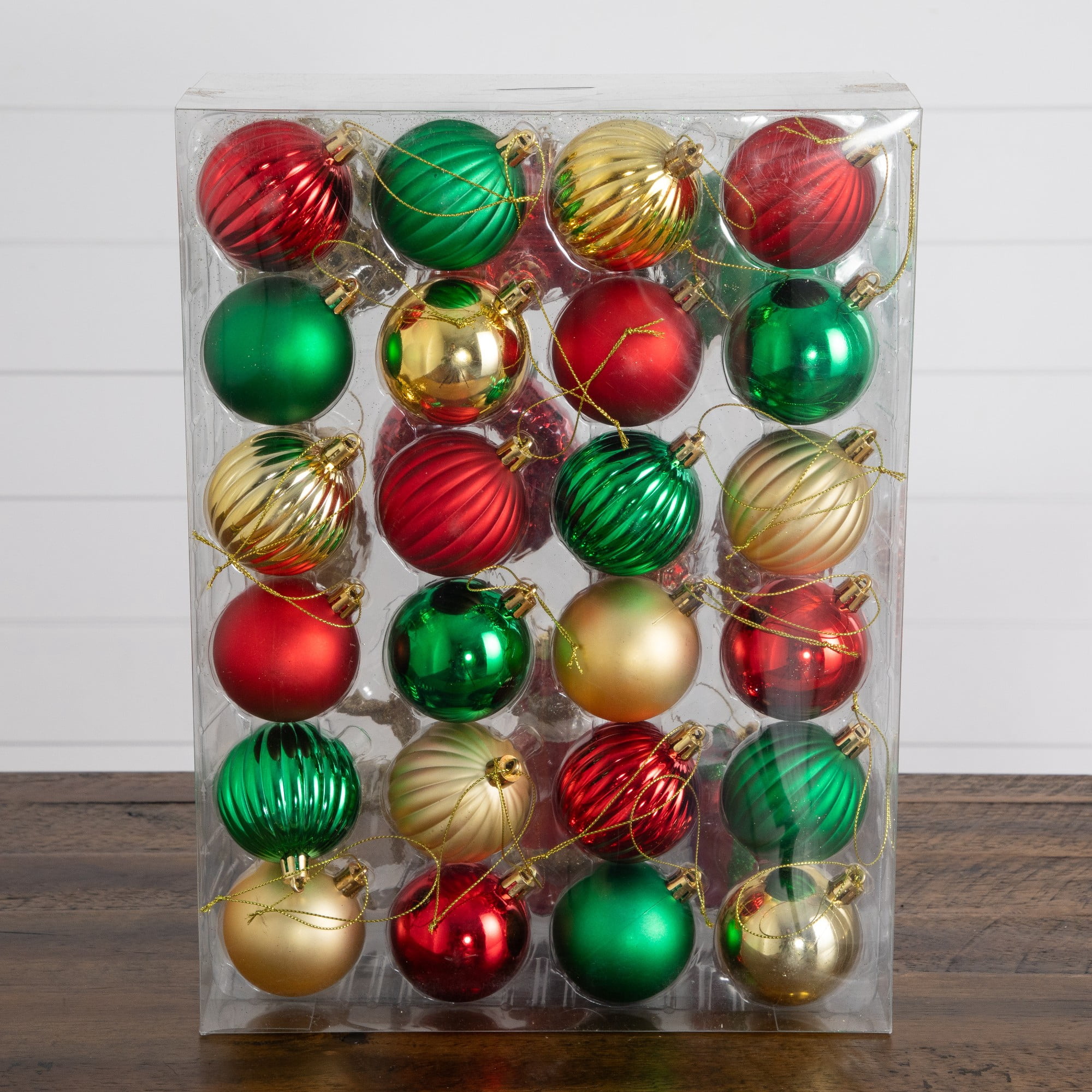 39-pc Red, Green and Gold Assorted Shatterproof Christmas Ornaments