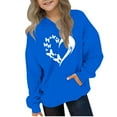 thumbnail image 3 of lcziwo Cute Graphic Hoodies for Kids Boys Girls Fleece Hooded Sweatshirt Loose Casual Pullover Hoodie with Kangaroo Pocket Blue 140, 3 of 5