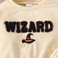 thumbnail image 4 of TOWED22 Infant Baby Boy Halloween Outfit Long Funny Letter Embroidery Sweatshirt Pant Set Toddler Fall Clothes Outfits,Beige,3-4 Y, 4 of 7