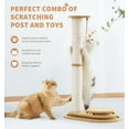 thumbnail image 3 of Wooden Tall Cat Scratching Post for Indoor Cats 32" with Interactive Toys Cat Scratcher Modern for Large Cats Adult Cat Scratch Post with Two-Layer Turntable Balls & Dangling Ball, 3 of 18