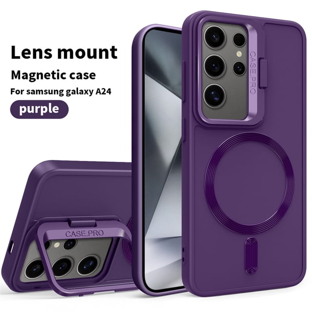 Camera Holder Case For Samsung Galaxy S24 Ultra S23 Plus Cover Magnetic For Magsafe Wireless Charge Shockproof Protector Shell