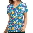 thumbnail image 3 of Axiiglly Scrubs for Women Easter Printed Nursing Tops Casual V Neck Scrub Tops with Pockets Short Sleeve Stretchy Nursing Undershirts Holiday Cute Egg Scrubs Uniform on Clearance, 3 of 5