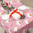 thumbnail image 3 of AnyDesign Pink Christmas Tablecloth Xmas Tree Santa Claus Rectangle Table Cloth Washable Table Cover for Picnic Dining Table Decor, 60 x 102 Inch, 3 of 6