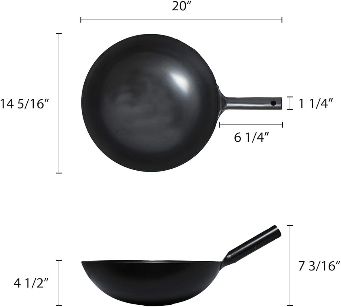 TrueCraftware– 14” Commercial Grade Japanese Wok Steel Pan- Traditional Japanese Cookware Wok Stir Fry Pans Traditional Woks Grilling Frying Steaming For Authentic Asian Food