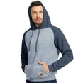 thumbnail image 3 of Satankud Men's Pullover Hoodies Plaid Jacquard Color Block Long Sleeve Casual Hooded Sweatshirts with Kanga Pockets Lightgrey/Grey S, 3 of 8