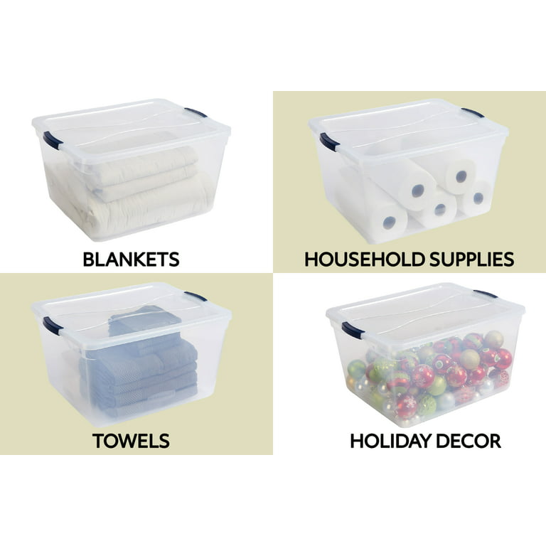 Clever Store Basic Latch-Lid Container, 71 qt, 18.63 x 23.5 x 12.25,  Clear - Zerbee