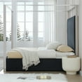 thumbnail image 2 of Jeffrey Canopy Velvet Upholstered Queen Bed Frame In Black, 2 of 7
