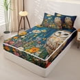 thumbnail image 2 of Homewish Moonlit Owl Wildflower Zipper Twin Comforter Sets with Fitted Sheet and 2 Pillowcases For Men And Women,Teal Orange Whimsical Zipper Bedding Set,Black Reversible,4 Pieces, 2 of 7