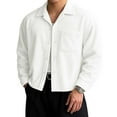 thumbnail image 2 of Dolkfu Men's Shirts Casual Button Down Cropped Corduroy Shirt Long Sleeve Retro Pocket Tshirt for Men S, 2 of 9