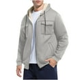 thumbnail image 3 of WMTBSRSW Mens Fleece Lined Cargo Hoodies Warm Long Sleeve Sherpa Cardigan Jackets Winte Warm Casual Drawstring Sweatshirts with Hood, 3 of 6