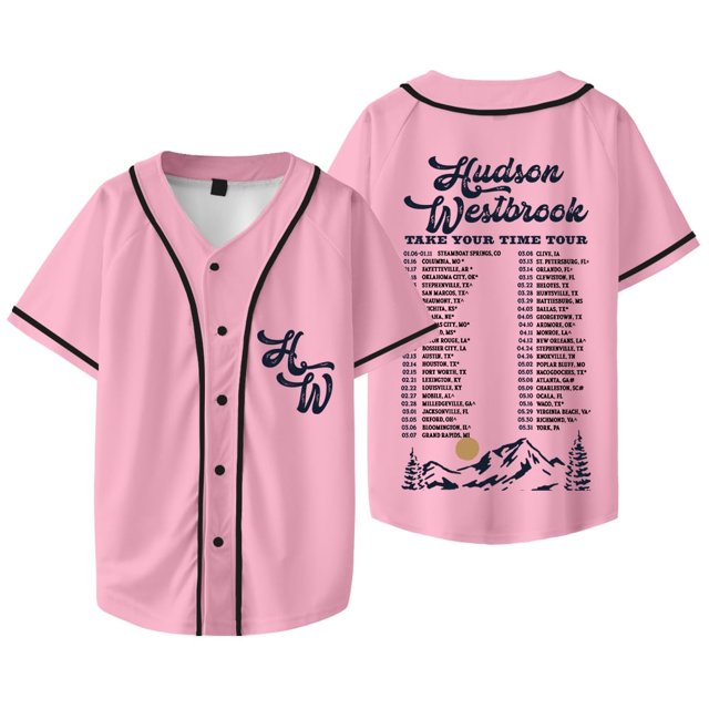 Hudson Westbrook Take Your Time Tour Merch Veste de Baseball Tee Unisexe Col en V Manches Courtes T-Shirts, Style 4,TTG