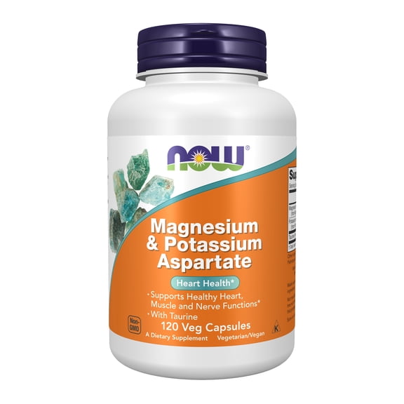 NOW Supplements, Magnesium & Potassium Aspartate with Taurine, Heart Health*, 120 Veg Capsules