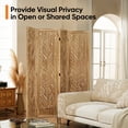 thumbnail image 3 of Jostyle 4 Panel Solid Wood Room Divider Privacy Screen - Freestanding Folding Partition with Leaves Openwork Design, Paulownia Wood Frame Natural, No Assembly for Living Room, Bedroom, Office, 3 of 12