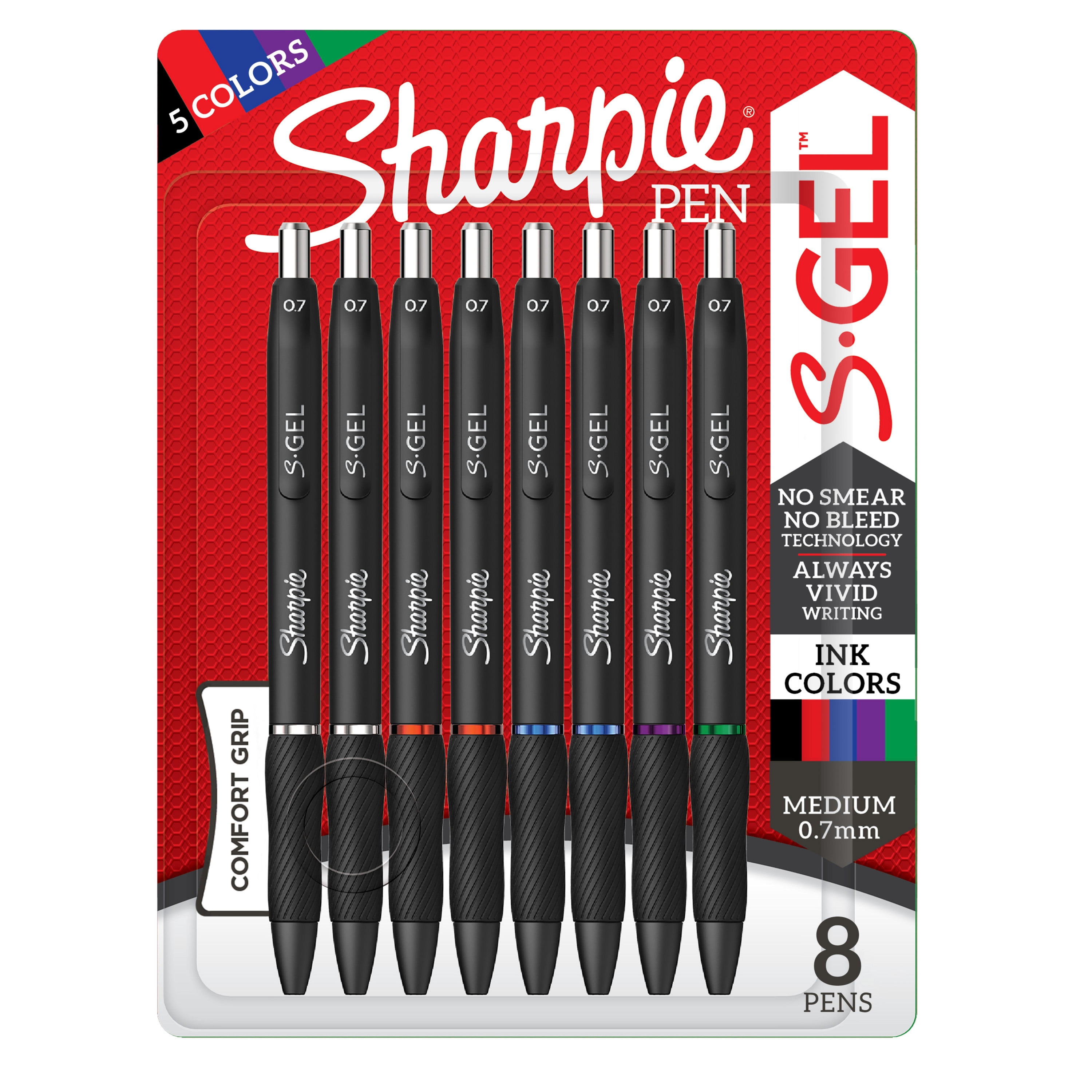 Sharpie SGel Gel Pens, Medium Point, 0.7mm, Assorted, 8 Count