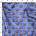 thumbnail image 3 of Soimoi Tricot de Coton Bleu Tissu à Imprimé Animal Cerf au Mètre 58 Pouces de Large, 3 of 5