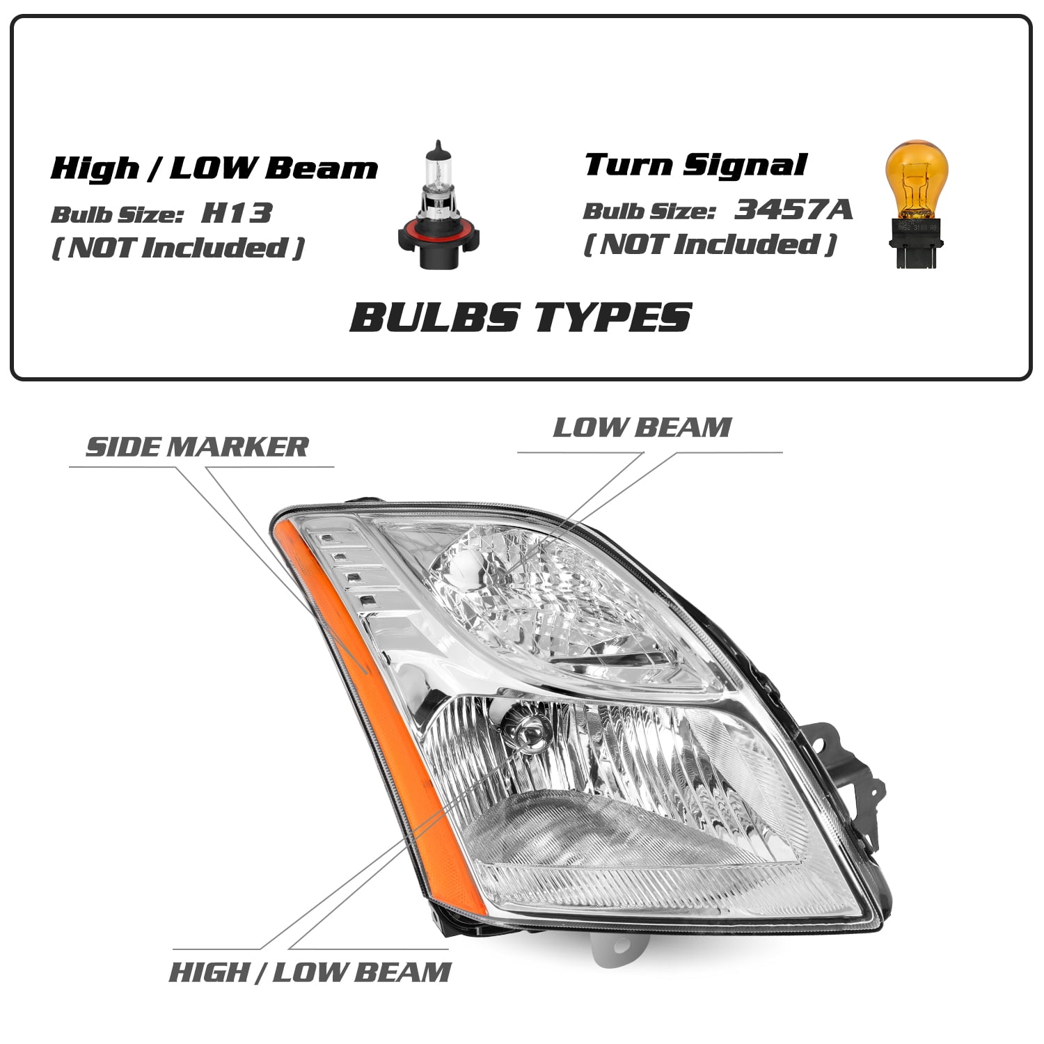 For 2010 2011 2012 Nissan Sentra 4DR Headlights Headlamps Left+Right 10 11 12