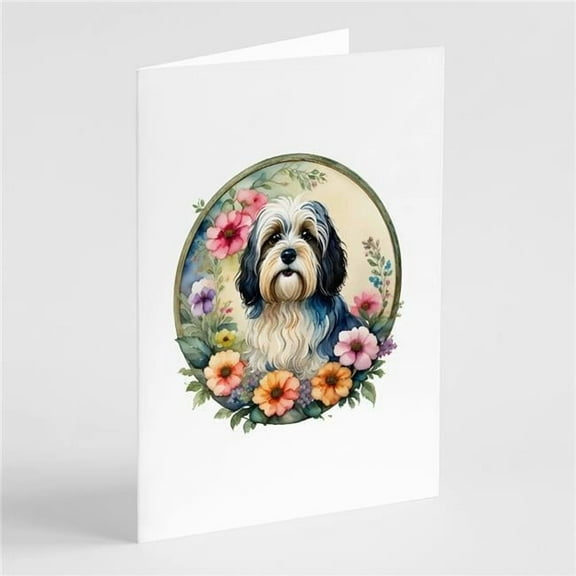 Havanese and Flowers Greeting Cards and Envelopes Pack of 8 7 in x 5 in