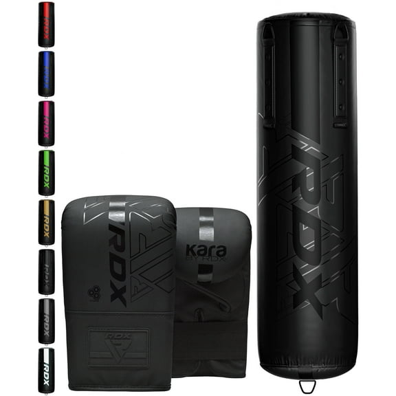 RDX Punch Bag 60LB,80LB, Leather Adult Punch Bag and Boxing Gloves, 5ft, Black