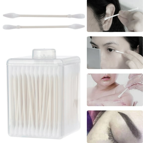 NICEXMAS Multifunction Cotton Swabs, 200Pcs, White, Double Tips for Eye Shadow and Blush