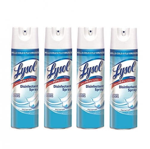 Lysol Disinfectant Spray, Crisp Linen, 19 Ounce (Pack of 4)