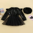 thumbnail image 4 of Robe Ligne A Printemps Automne pour Filles Manches Longues Col en Tulle Patchwork avec Chapeau, 4 of 8