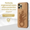 thumbnail image 2 of Case Yard Wooden Case Outside Soft TPU Silicone Slim Fit Shockproof Wood Protective Phone Cover for Girls Boys Men and Women Supports Wireless Charging Tribal Lizard Design case for iPhone-12-Pro-Max, 2 of 7